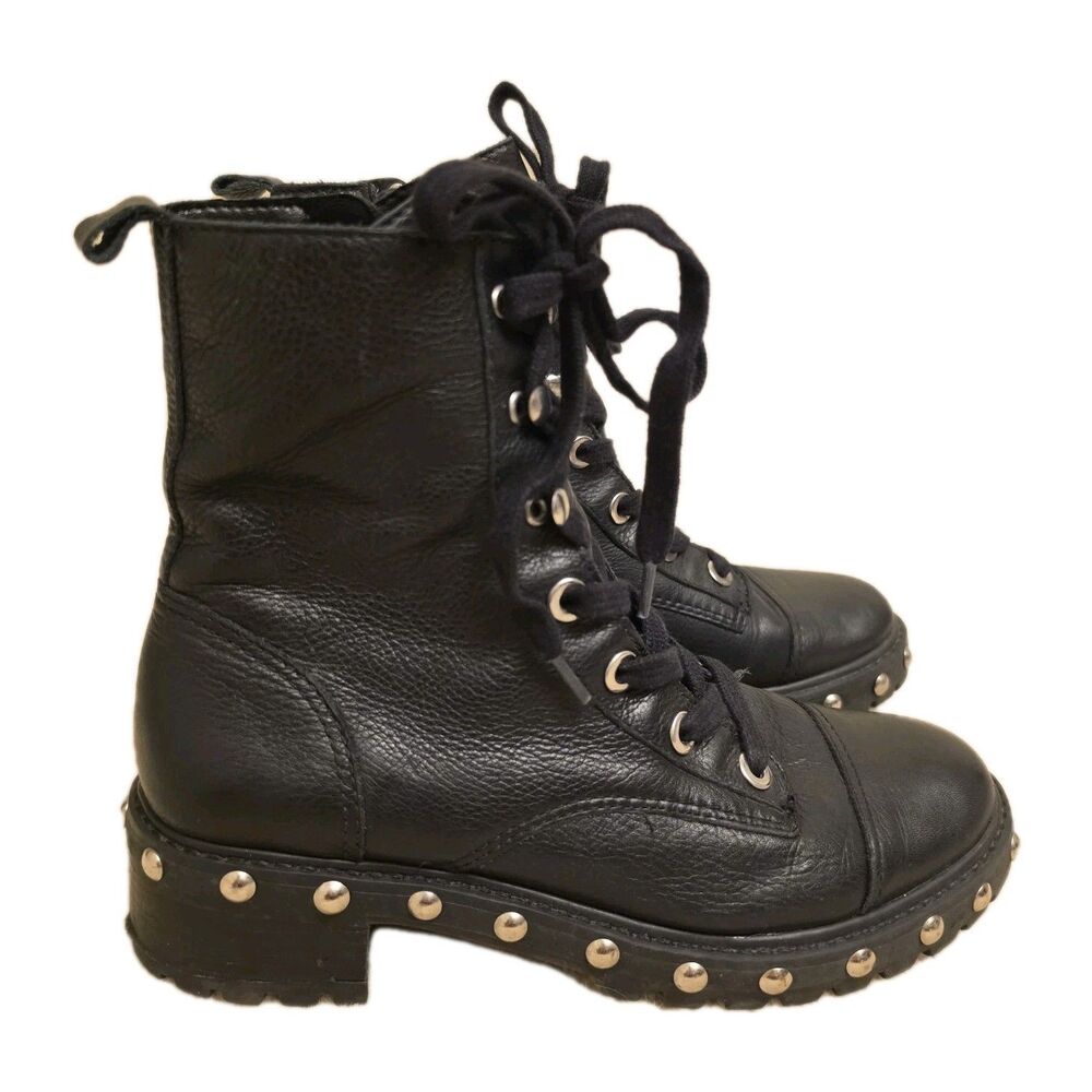 Schutz Andrea Studded Super Soft Leather Combat Boots, Womens Size 7.5 B - Picture 3 of 11